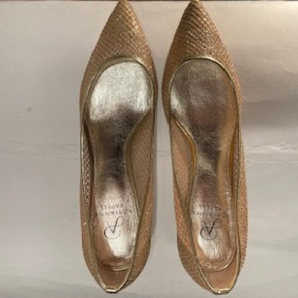 Adrianna Papell Lois Honeycomb Dress Pumps Gold Mesh 8.5M - Picture 2 of 11